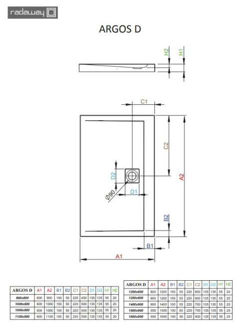 Wpisz KOD: PROMO - 10% Radaway Argos D brodzik 160x90 cm prostokątny biały 4AD916-01