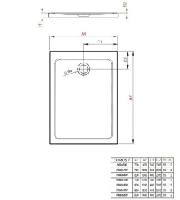 Wpisz KOD: PROMO - 10% Radaway Doros Plus F brodzik 120x90 cm prostokątny biały SDRFP1290-01