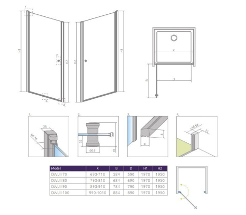 Wpisz KOD: PROMO - 10% Radaway Eos DWJ I drzwi prysznicowe 70 cm wnękowe prawe chrom/szkło przezroczyste 137983-01-01R