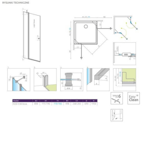 Wpisz KOD: PROMO - 10% Radaway Eos KDD II kabina prysznicowa część prawa 80x80 cm kwadratowa 13799460-01R