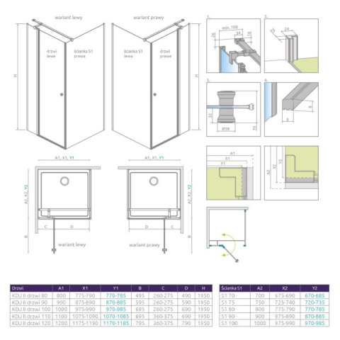 Wpisz KOD: PROMO - 10% Radaway Eos KDJ II drzwi prysznicowe 100 cm lewe chrom/szkło przezroczyste 13799422-01L
