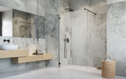 Wpisz KOD: PROMO - 10% Radaway Essenza Pro Black Walk-In ścianka prysznicowa 80 cm wolnostojąca czarny mat/szkło przezroczyste 10103080-54-01