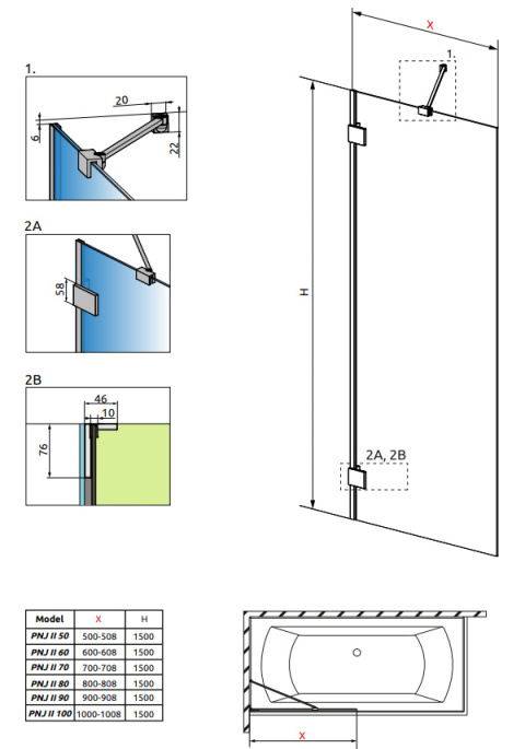 Wpisz KOD: PROMO - 10% Radaway Essenza Pro Brushed Gold PNJ II parawan nawannowy 60 cm złoty szczotkowany/szkło przezroczyste 10101060-99-01