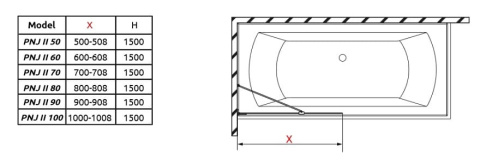 Radaway Essenza Pro Gold PNJ II parawan nawannowy 60 cm złoty połysk/szkło przezroczyste 10101060-09-01