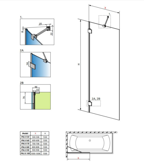 Radaway Essenza Pro White PNJ I parawan nawannowy 80 cm biały/szkło przezroczyste 10101080-04-01
