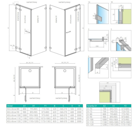 Radaway Euphoria KDJ ścianka prysznicowa 120 cm boczna S1 chrom/szkło przezroczyste 383054-01