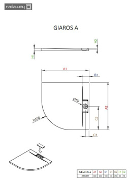 Wpisz KOD: PROMO - 10% Radaway Giaros A brodzik 90x90 cm półokrągły biały MKGA9090-03
