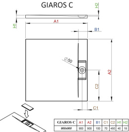 Wpisz KOD: PROMO - 10% Radaway Giaros C brodzik 90x90 cm kwadratowy biały MKGC9090-03