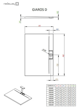 Wpisz KOD: PROMO - 10% Radaway Giaros brodzik prostokątny 110x80 cm biały M3GRD1180
