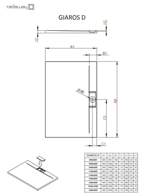 Wpisz KOD: PROMO - 10% Radaway Giaros brodzik prostokątny 90x80 cm biały M3GRD9080