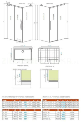 Wpisz KOD: PROMO - 10% Radaway Idea 8 QL XL KDJ ścianka prysznicowa 90 cm /szkło przezroczyste 10580090-01-01L