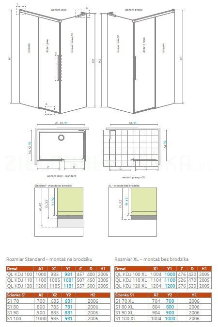 Wpisz KOD: PROMO - 10% Radaway Idea 8 QL XL KDJ ścianka prysznicowa 90 cm /szkło przezroczyste 10580090-01-01L