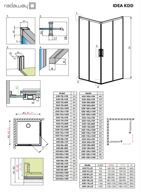 Wpisz KOD: PROMO - 10% Radaway Idea Black KDD drzwi prysznicowe 70 cm prawe czarny mat/szkło przezroczyste 387065-54-01R