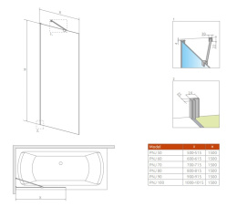 Wpisz KOD: PROMO - 10% Radaway Idea Black PNJ Frame parawan nawannowy 80 cm czarny mat/szkło przezroczyste 10001080-54-56