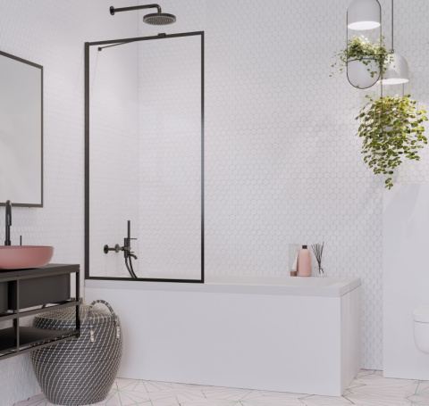 Wpisz KOD: PROMO - 10% Radaway Idea Black PNJ Frame parawan nawannowy 90 cm czarny mat/szkło przezroczyste 10001090-54-56