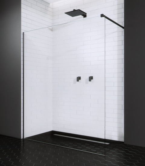 Wpisz KOD: PROMO - 10% Radaway Modo New II Black Walk-In ścianka 70 cm czarny mat/szkło przezroczyste 389074-54-01