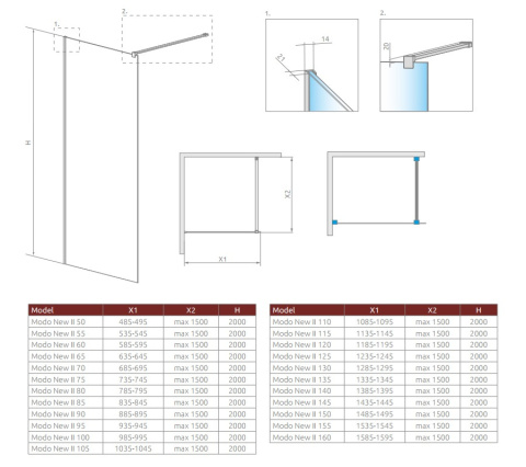 Wpisz KOD: PROMO - 10% Radaway Modo New II Walk-In ścianka 60 cm chrom/szkło przezroczyste 389064-01-01