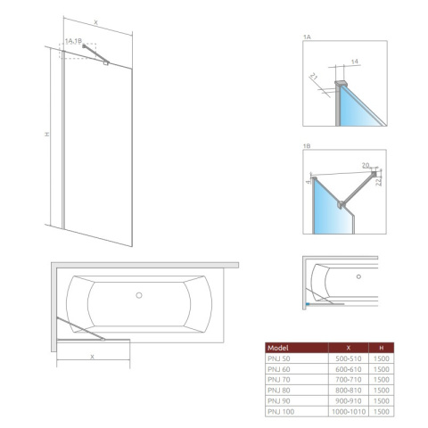Wpisz KOD: PROMO - 10% Radaway Modo New PNJ II parawan nawannowy 60 cm czarny mat/szkło Frame 10006060-54-56