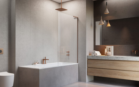 Wpisz KOD: PROMO - 10% Radaway Modo SL Brushed Copper PNJ II parawan nawannowy 90 cm prawy brushed copper/szkło przezroczyste 10316090-93-01R