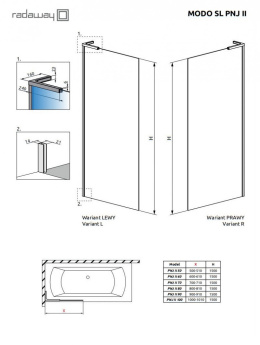 Radaway Modo SL Gold PNJ II parawan nawannowy 80 cm prawy złoty połysk/szkło przezroczyste 10316080-09-01R