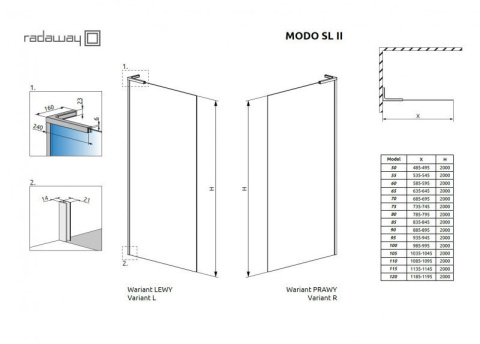 Wpisz KOD: PROMO - 10% Radaway Modo SL II Walk-In ścianka prysznicowa 100 cm prawa wolnostojąca chrom połysk/szkło przezroczyste 10319104-01-01R