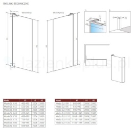 Radaway Modo SL II ścianka prysznicowa 50 cm chrom połysk/szkło przezroczyste 10319054-01-01L