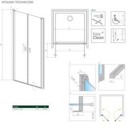 Radaway Nes 8 Black DWD I drzwi prysznicowe 45 cm prawe czarny mat/szkło przezroczyste 10077045-54-01R