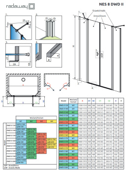 Radaway Nes 8 Black DWD II drzwi prysznicowe 103 cm wahadłowe czarny mat/szkło przezroczyste 10081030-54-01