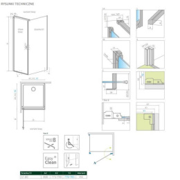 Radaway Nes 8 Black KDJ I S1 Frame ścianka prysznicowa 80 cm boczna czarny mat/szkło Frame 10089080-54-56