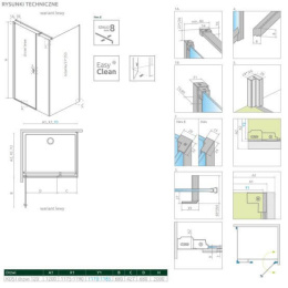 Radaway Nes 8 Black KDS I drzwi prysznicowe 67,5 cm lewe czarny mat/szkło przezroczyste 10073120-54-01L