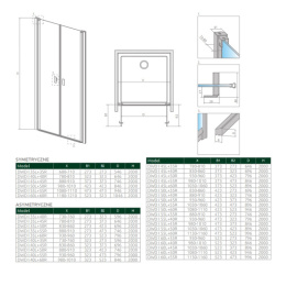 Radaway Nes 8 DWD I drzwi prysznicowe 50 cm prawe chrom/szkło przezroczyste 10077050-01-01R