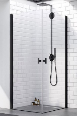 Radaway Nes Black KDD I drzwi prysznicowe 80 cm uchylne czarny mat/szkło przezroczyste 10021080-54-01L