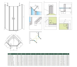 Radaway Nes Black PTD komplet 2 ścianek prysznicowych do kabiny 80x100 cm czarny mat/szkło przezroczyste 10051300-54-01