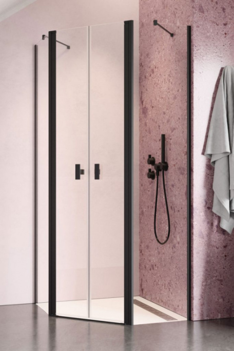 Radaway Nes Black PTD komplet 2 ścianek prysznicowych do kabiny 80x80 cm czarny mat/szkło przezroczyste 10051400-54-01