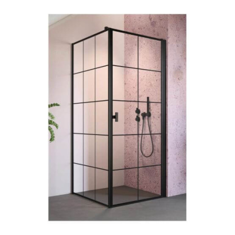 Radaway Nes Black S1 ścianka prysznicowa 75 cm boczna czarny mat/szkło Factory 10039075-54-55