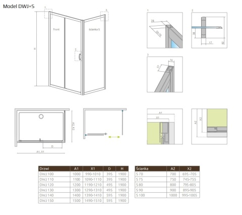 Radaway Premium Plus DWJ drzwi wnękowe 120 cm chrom/szkło fabric 33313-01-06N