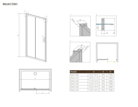 Radaway Premium Plus DWJ drzwi wnękowe 140 cm chrom/szkło fabric 33323-01-06N