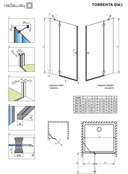 Radaway Torrenta DWJ drzwi prysznicowe 80 cm wnękowe prawe chrom/szkło przezroczyste 132010-01-01