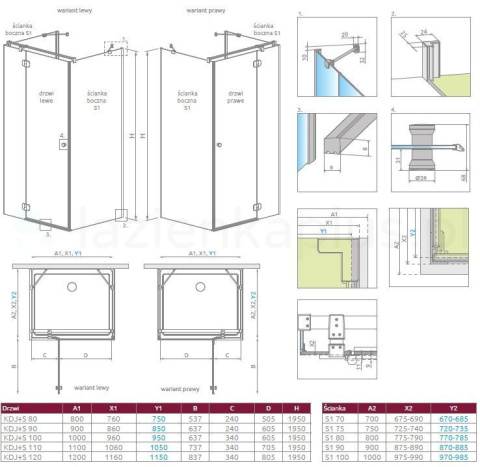 Radaway Torrenta KDJ drzwi prysznicowe 80 cm uchylne lewe chrom połysk/szkło przezroczyste 133380-01-01L