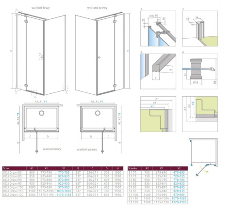 Radaway Torrenta KDJ drzwi prysznicowe 95 cm prawe chrom/szkło przezroczyste 133295-01-01R