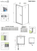 Radaway Twist drzwi prysznicowe 90 cm uchylne chrom połysk/szkło przezroczyste 382002-01