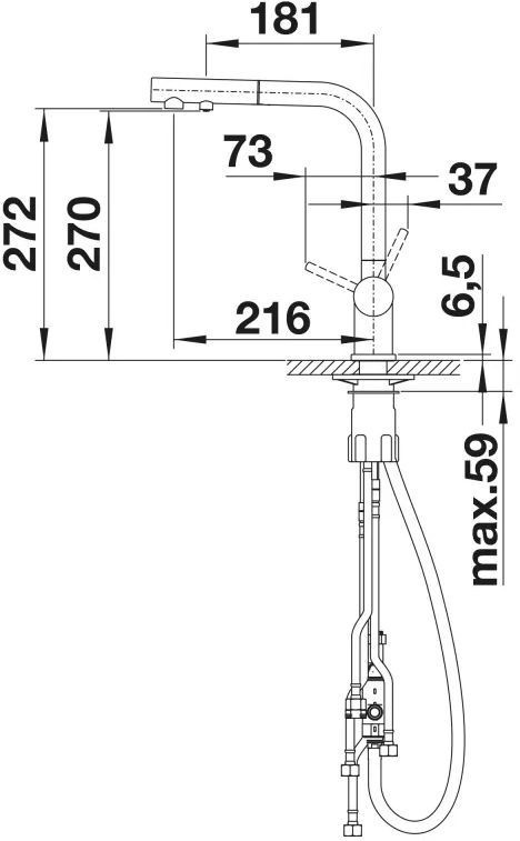 BLANCO Bateria kuchenna stojąca Fontas-S II Satynowa platyna 527715