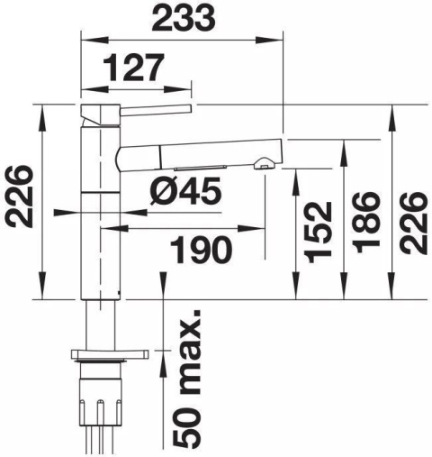 BLANCO Bateria stojąca Alta-S-F II Chrom 527557