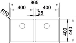 Blanco Claron 400/400-IF Zlewozmywak stalowy dwukomorowy 46x51 cm bez korka automatycznego stalowy 521617