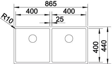 Blanco Claron 400/400-IF Zlewozmywak stalowy dwukomorowy 46x51 cm bez korka automatycznego stalowy 521617