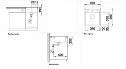 Blanco Dalago 45-F Zlewozmywak granitowy jednokomorowy 45,5x50 cm z korkiem automatycznym antracytowy 517166