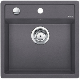 Blanco Dalago 5 Zlewozmywak granitowy jednokomorowy 51,5x51 cm z korkiem automatycznym szarość skały 518848