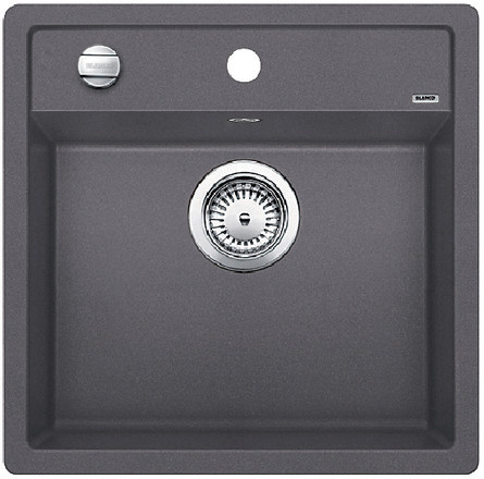 Blanco Dalago 5 Zlewozmywak granitowy jednokomorowy 51,5x51 cm z korkiem automatycznym szarość skały 518848