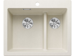Blanco Pleon 6 Split Zlewozmywak granitowy dwukomorowy 61,5x51 cm delikatny biały lewy 527139