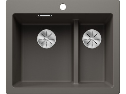 Blanco Pleon 6 Split Zlewozmywak granitowy dwukomorowy 61,5x51 cm wulkaniczny szary lewy 527322